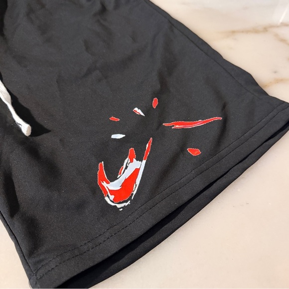 Men’s Black Graphic Athletic Shorts Streetwear Gym Workout Shorts Size M - Picture 2 of 9